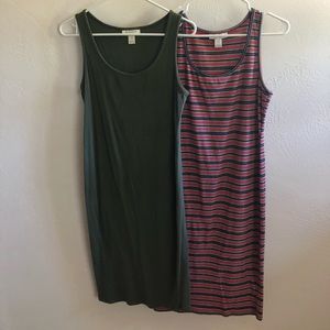 Olive green and purple maternity dress for Lauren